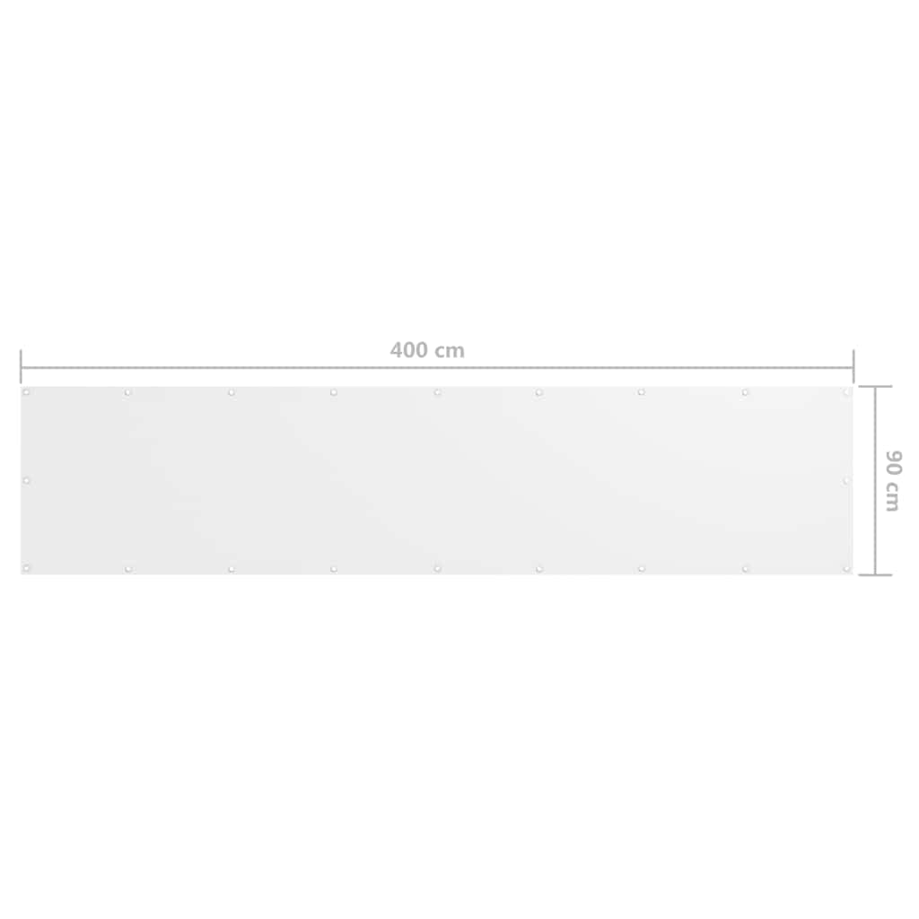 Mampara para Balcón, Tela Oxford con Revestimiento PU, Impermeable y Resistente al Viento, Mallas Ocultacion Balcon, Panel Ocultacion Jardin Exterior, Color Blanco, 90×400 cm