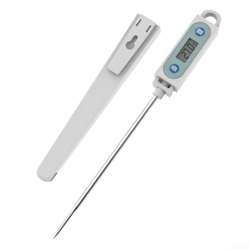 Homeponnew Thermomètre numérique à viande avec lecture, thermomètre alimentaire étanche pour cuisine, grill, fabrication de bonbons, café et lait, écran LCD (blanc)