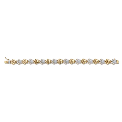 PalmBeach 18K Yellow Gold Plated Genuine Diamond Accent Paw Print Bracelet 7.5"4