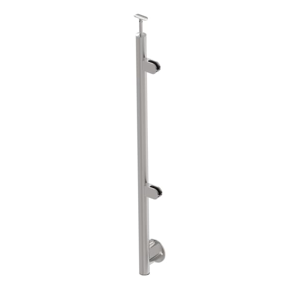 Poste de acero inoxidable con abrazaderas para vidrio de 10 mm en barandillas derechas