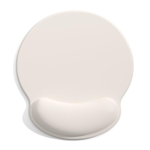 Auhoahsil Ergonomic Mouse Pad with Wrist Rest, Comfortable Silicone Non-Slip Computer Pain Relief Gel Mouse Mat with Wrist Support for Gaming, Work, Office, Women & Men, Cute Pattern, Beige