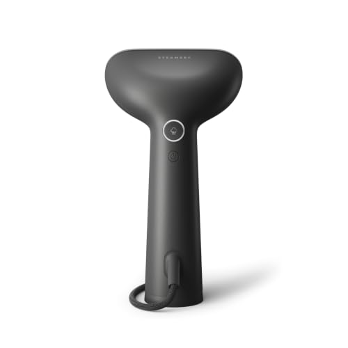 Steamery Cirrus Icon Handheld Clothes Steamer, Garment Steamer with Heated Front Plate, Dry Steam Technology, 2 Steam Modes, 25-Second Heat Up, Scandinavian Design (Black)