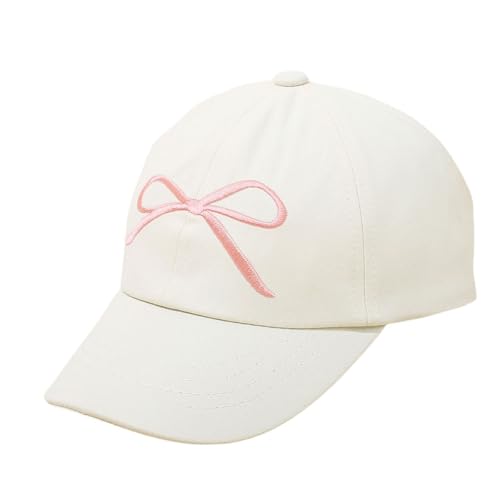 Kids Girls Baseball Cap Embroidery Bow Tie High Ponytail Sun Hat Summer Visor Hat for 3-8 Years4