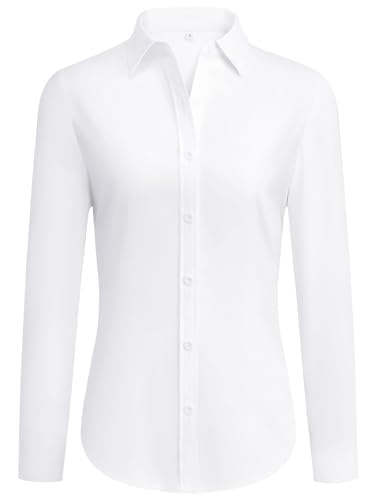 Button Down Shirts for Women Fitted Dress Shirt Long Sleeve Collared Blouse Work Business Office Attire Fall Outfits