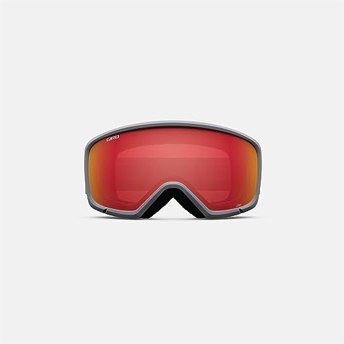 Image of Giro Stomp Kids Ski Goggles - Snowboard Goggles for Youth, Boys & Girls - Grey Wordmark Strap with Amber Scarlet Lens