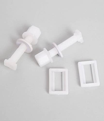 Image of MLD Rectangular toilet seat bolt Universal plastic fixing hinge with nut and washer Split toilet One-piece toilet bottom installation White Color (Size 48 MM X 23 MM)