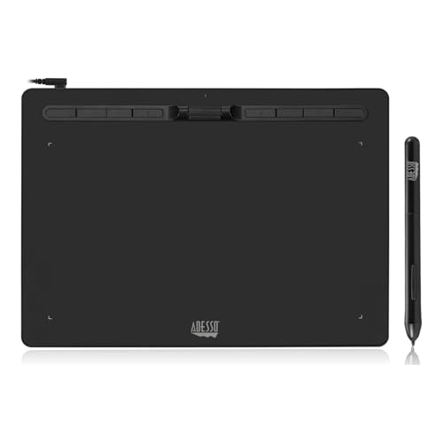Image of Adesso Graphics Drawing Tablet Pad, 12x7 Inch, Black, 8 Customizable Keys