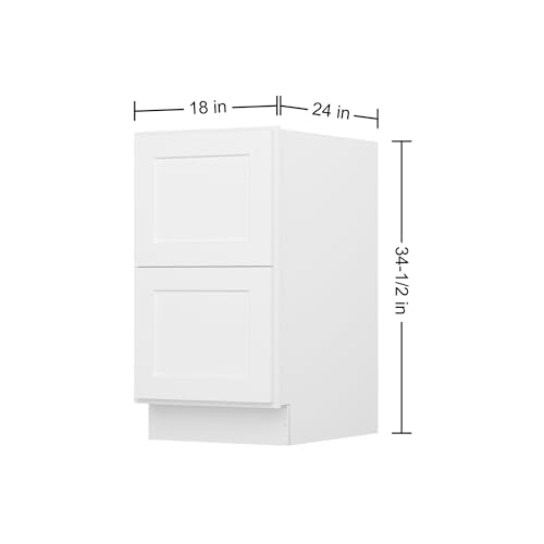 Image of Furinno Shaker Drawer Base Kitchen Cabinet with 2-Drawers, Ready to Assemble, 24 D x 18 W x 34.5 H, White