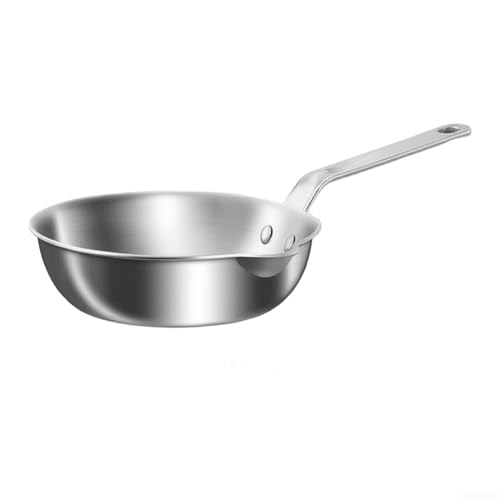 Hosrivae Padella in acciaio con beccuccio, padella per omelette e salsa di grado 316 da campeggio e cucina domestica, scaldaburro portatile, 12 cm (12 cm)
