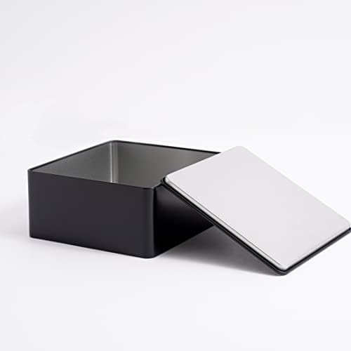 Square Tin Canister/Container for Keeping Car,Tea,Coffee,Cookies, Food,Flour,Baked Goods Storage (Black) - Thumbnail 5