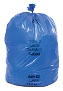 "SOILED Linen" Printed, Blue Poly Medical Waste Bags, 37" x 50", 44 Gallons - Case of 150 Bags