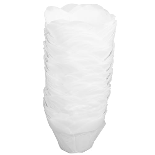 Toyvian Capacillos para Hornear Cupcakes Tamaño Mediano 100 Piezas de Papel Resistente Grasa Diseño Loto Blanco Ideales para Repostería Casera y Reuniones Familiares Resistentes hasta