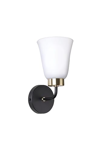 Image of PHILIPS Trumpet Black & Brass Wall Light | Decorative Indoor Wall Lamp For Bedroom & Hall | Bulb Base : E27 (Bulb Not Included)