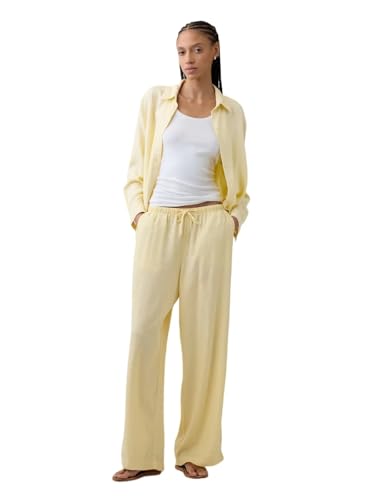 Image of Gap Womens Wide Leg Linen Pull on Pant
