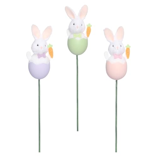 Mikikit 3 Piezas Unidades de Ramas Artificiales con Huevos y Conejito de Peluche para Decoración de Pascua Tallos Flexibles para Arreglos de Flores y Relleno de Jarrones Primaverales para