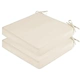 Bemonew Outdoor-Stuhlkissen, weich, quadratisch, Terrassensitzkissen mit verstellbaren Bändern, rutschfest, für Terrasse, 40,6 x 40,6 x 5,1 cm, Beige, 2 Stück