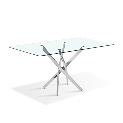 Designetsamaison Table à Manger rectangulaire 160cm Design en Verre - Astra