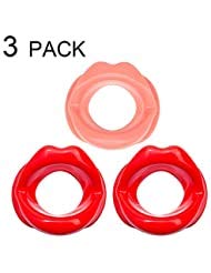 3 Pieces Silicone Face Slimmer Mouth Tightener Rubber Anti-wrinkle Anti-aging Mouth Muscle Tightener Face Exercise Lips Trainer Face-lift (3 pcs, 2 Red and 1 Pink)