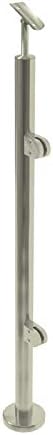 Stainless steel railing post with glass clamps and handrail support for glass holders, glass railing and balustrade balcony, V2A