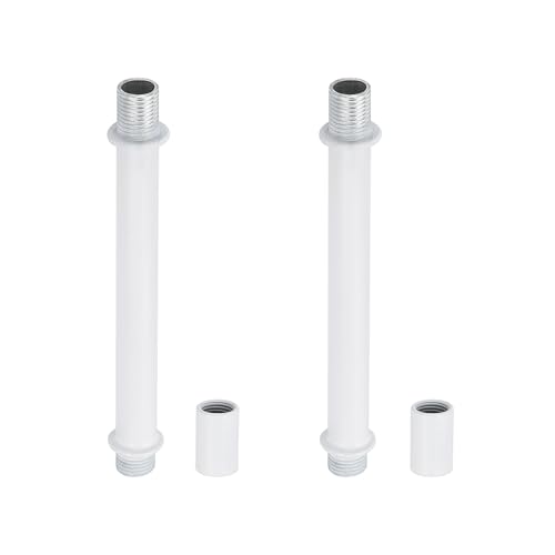 Image of PATIKIL Straight Pipe Lamp Stems Rod Kit, 2 Set M10 Carbon Steel 100mm(3.94 inch) Long Double End Thread Rod with Coupling Nuts Sleeve Connector for Table Lamps Chandeliers,White