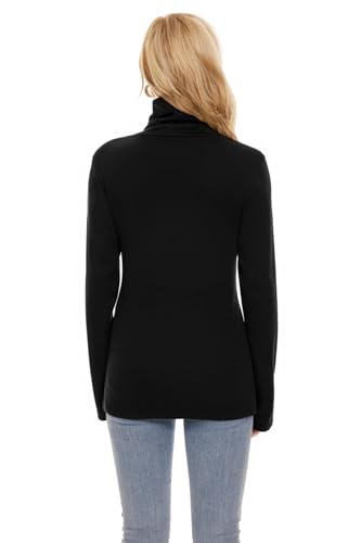 Image of TAIPOVE Cotton Fleece Lined Turtleneck Top for Women Long Sleeve Mock Turtle Neck Lightweight Sweater Thermal Underwear Shirt