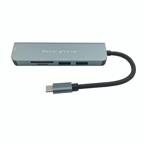 Valpha Type C to USB 2.0 and 3.0 hub TF/SD Card Reader high Speed Extender Dock (5 in 1) Converter with Laser Carving Never give up