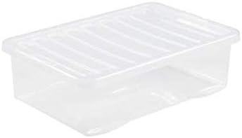 32 Litre Underbed Plastic Storage Boxe Crystal Clear with Lid Home Office Stackable Nestable