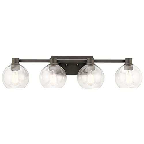 Image of Kichler Harmony 33.5 inch Vanity Light in Brushed Nickel, 3-Light Traditional Bathroom Vanity with Clear Glass, (33.5 inch W x 8.25 inch H), 45895NI