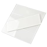 Diflart Glass Subway Tiles, White, 3x9 Inch, 5 Sq ft, Glass Backsplash for Kitchen Bathroom Shower Wall, Pack of 26 Pcs