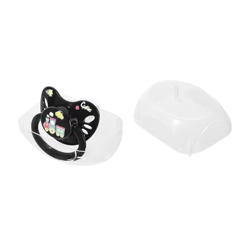 Image of Landofgenie Adult Sized Pacifier Large Handle Large Shield Cute Print Paci Black