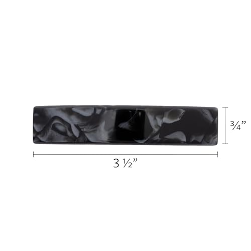 Black Hair Barrette for Thin Hair, Classic Rectangle French Barrette for Women, Lightweight and Comfortable, Strong Hold, Nacro Black | France Luxe