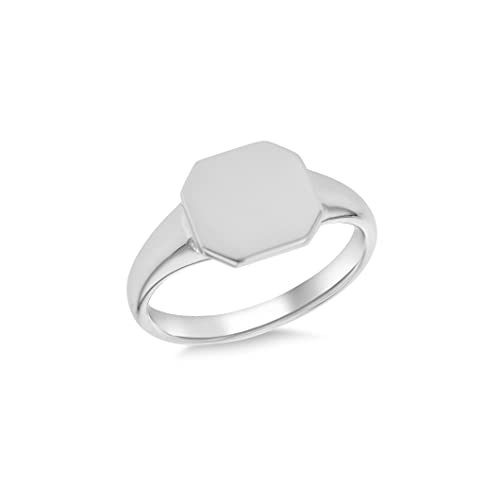 Bague octogonale argent rhodié cadeau idéal femme Tuscany Silver