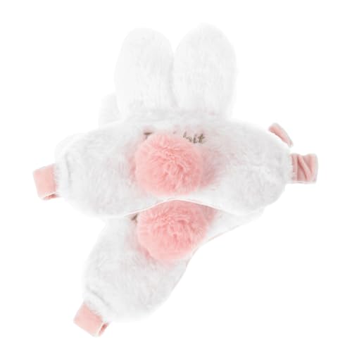 POPETPOP 2個 可愛い ウサギの耳付き ぬいぐるみアイマスク 着脱可能な 遮光カバーで 快適な睡眠体験 軽量設計 女の子や女性用の 柔らかい肌触り ノベルティとしても