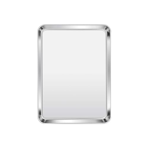 Raj STAINLESS STEEL RECTANGLE BEADED SERVING TRAY DESSERT PLATTER 29.5X19 CM SILVER SST004