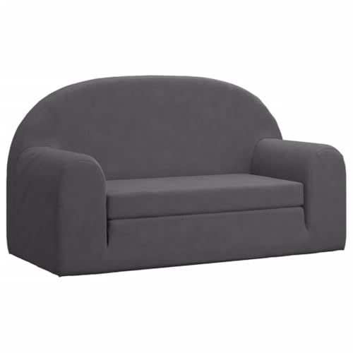 vidaXL Kinder Schlafsofa 2-Sitzer, 2-in-1 Kindersofa mit Schlaffunktion, Kindersessel Sofa Abnehmbarer Bezug, Kindercouch Couch Kindermöbel, Anthrazit Weicher Plüsch
