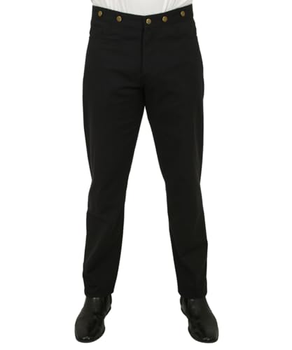 Historical Emporium Men's Modern Waist Broomfield Trousers, Victorian Western Pants with Suspender Buttons