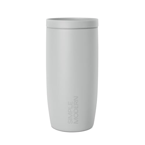 Image of Simple Modern Travel Coffee Mug Tumbler with 360 Lid | Ceramic-Lined Insulated Stainless Steel Cold Brew Iced Coffee Cup | Gifts for Women Men Her Him | Voyager Signature | 16oz | Ice Gray