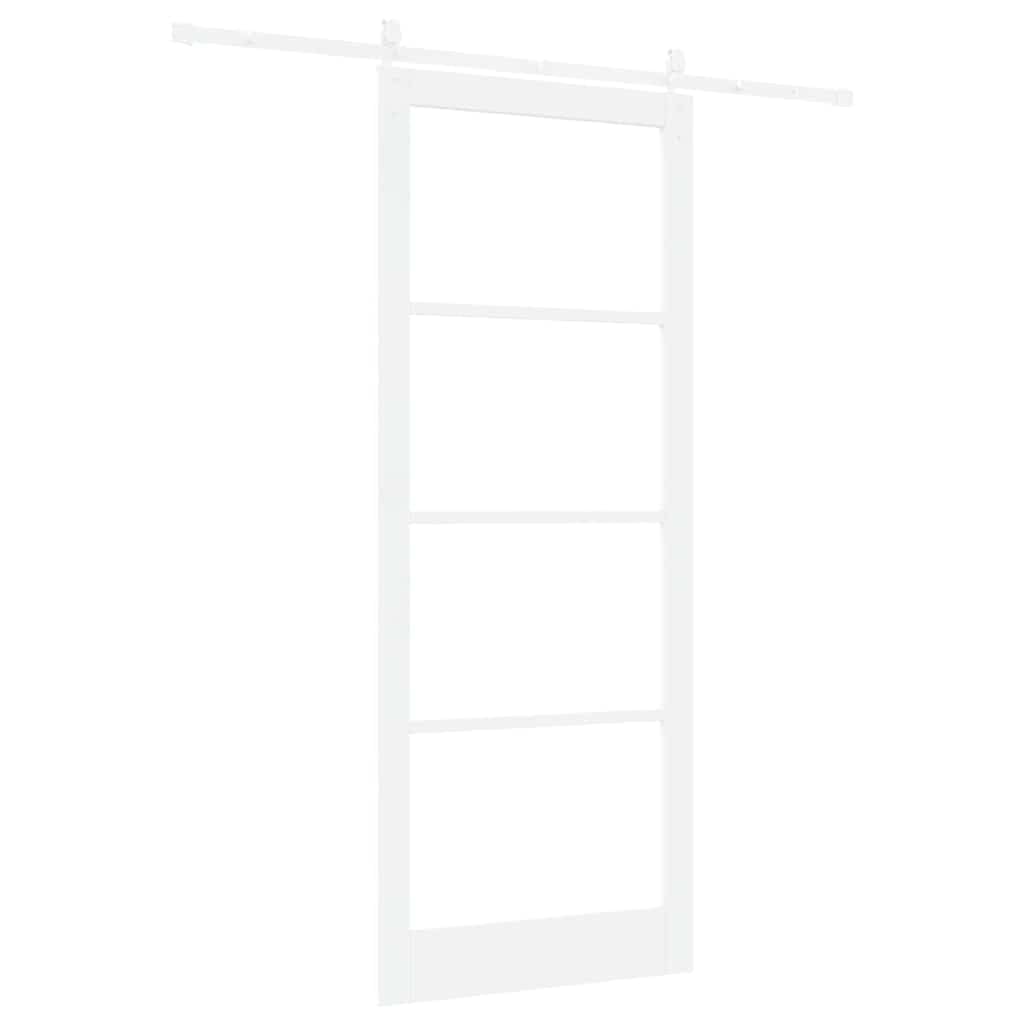 vidaXL Drzwi przesuwne 93 x 232 cm Lite drewno sosnowe i szkło Biały | Minimalistyczny design pasuje do każdego wnętrza, Wszystko, co potrzebne, jest w komplecie, co sprawia,