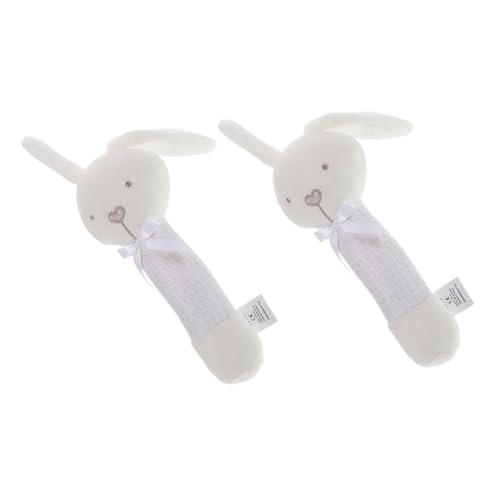 SWOOMEY 2個カートゥーン動物ラトルおもちゃ ウサギ型 手で握りやすいベビーシェイカー ちゃん用ぬいぐるみラトル 聴覚発達 幼児用玩具