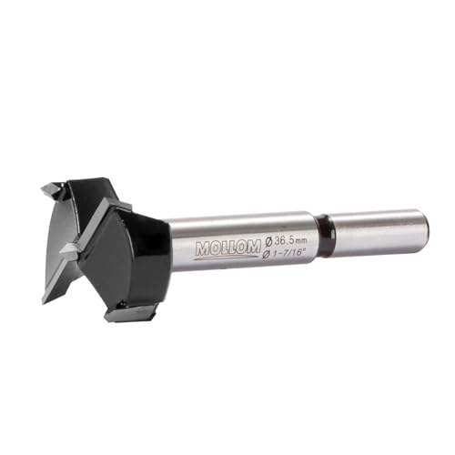 MOLLOM 1-7/16" (36.5mm) Forstner Drill Bit for Precise Woodworking with Durable YG8 Carbide Thickness of 2.0mm,This Hinge Cutter Tool is Ideal for Hard Wood Plastic