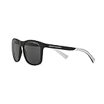 A|X ARMANI EXCHANGE Mens AX4049SF Low Bridge Fit Square Sunglasses, Matte Black/Grey, 57 mm