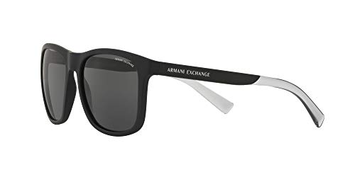 A|X ARMANI EXCHANGE Mens AX4049SF Low Bridge Fit Square Sunglasses, Matte Black/Grey, 57 mm3