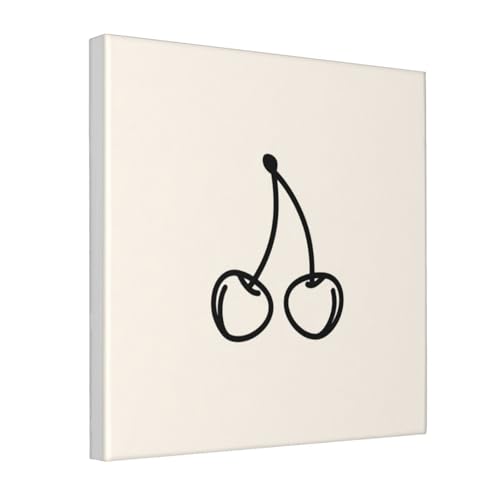 Lienzo decorativo enmarcado con diseño minimalista de cerezas de 30x30 cm