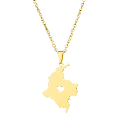 Collier carte Colombie cœur en acier pour femme le symbole d'un amour gravé pour sa patrie