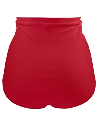 Image of Tempt Me Women's High Waisted Swimsuit Bottom Tummy Control Ruched Bikini Bottom Vintage Swim Bottom Tankini Briefs