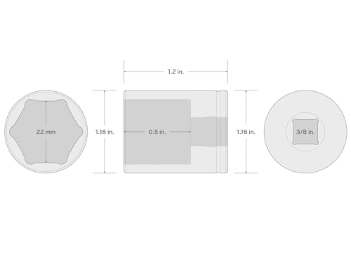 Image of TEKTON 3 /8 Inch Drive x 22 mm Shallow 6-Point Socket | SHD12122