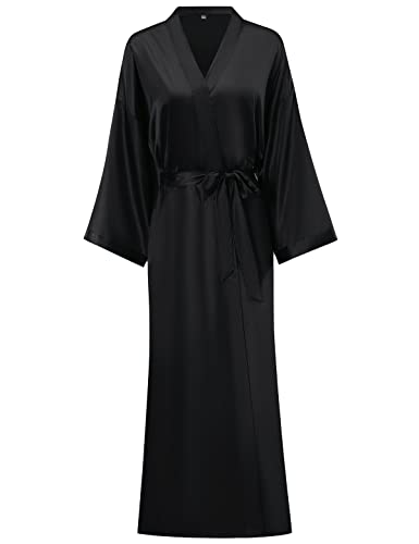 Women's Soft Long Satin Robes Long Silk Robes Full Length Robes Kimonos Silky Bath Robe Dressing Gowns