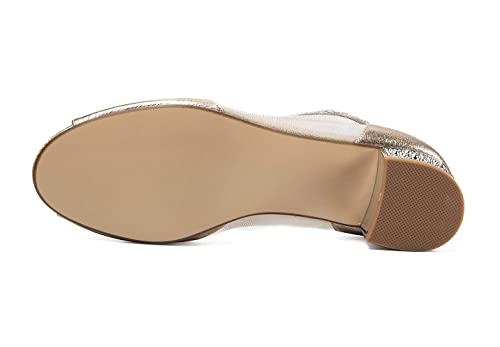 Ann Creek 'Nekaise' Champagne Heeled Sandals For Women Chunky Heels Sandals Ladies Peep Toe Heeled Shoes Mid Heel Sandals Mesh Heels Open Toe Shoes Sandals Rhinestone Crystal Heeled Sandals Size 9 #TOP4