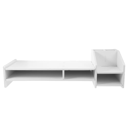Support Écran Ordinateur Bureau Vaguelly - Réhausseur Ergonomique PVC et Rangement