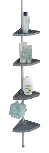 WENKO Étagère de Douche télescopique Easy Argent 4 tablettes, 8 Crochets Argent